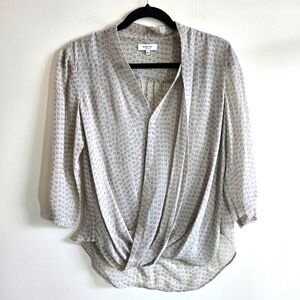 BABATON I S 100% Gray Silk Draped Blouse